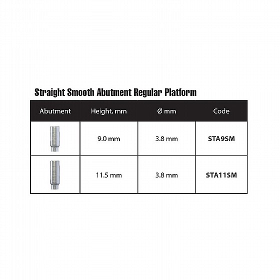 ���� ��� ��� �������� ����� DSI Straight Smooth Shape Abutment Internal Hex 9mm