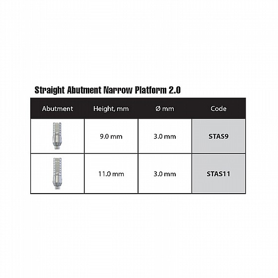 ���� ��� ��������� ��� ����� 2.0 �"� DSI STRAIGHT SLIM ABUTMENT
