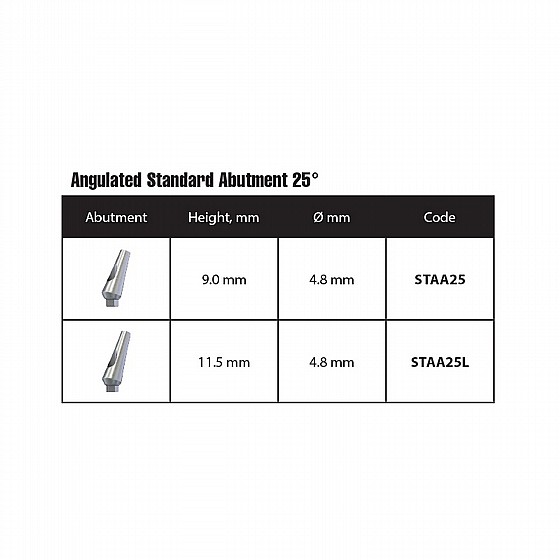 ���� ������ 25� ���� 9 �"�/11 �"� ����� 2.42 �"� DSI ANGULATED ABUTMENT