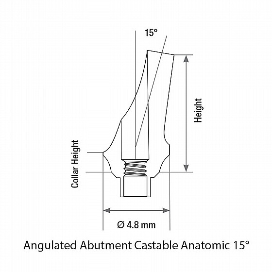 ���� ������ ������ ������ 15� ������ 1-4 �"� ����� 2.42 �"� DSI CASTABLE ANATOMIC ANGULATED ABUTMENT