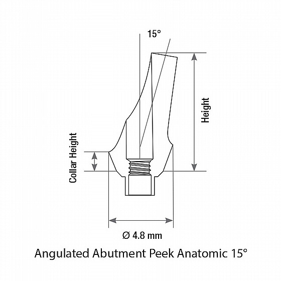���� ������ ���� ��� ������ 15� 1-4 �"� ����� 2.42 �"� DSI ANATOMIC ANGULATED PEEK ABUTMENT
