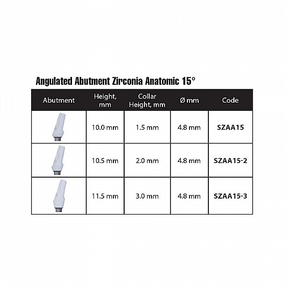 ���� �������� ������ 15� 1-3 �"� ����� 2.42 �"� DSI ZIRCONIA ANGULATED ABUTMENT