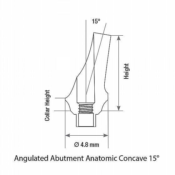 ���� ������� ������ ������ 15� 1-4 �"� ����� 2.42 �"� DSI CONCAVE ANATOMIC ANGULATED ABUTMENT
