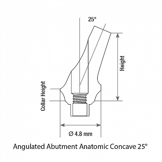���� ������� ������ ������ 25� 1-4 �"� ����� 2.42 �"� DSI CONCAVE ANATOMIC ANGULATED ABUTMENT