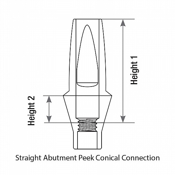 ���� ��� ���� ������ ��� 1-4 �"� DSI STRAIGHT ANATOMIC PEEK ABUTMENT RP ?4.3-5.0mm