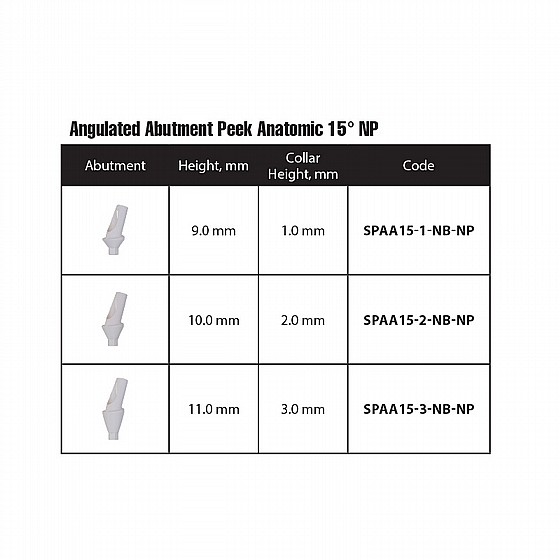 ���� ��� ���� ������ ������ 15� 1-3 �"� DSI ANGULATED 15� ANATOMIC PEEK ABUTMENT NP ?3.5mm