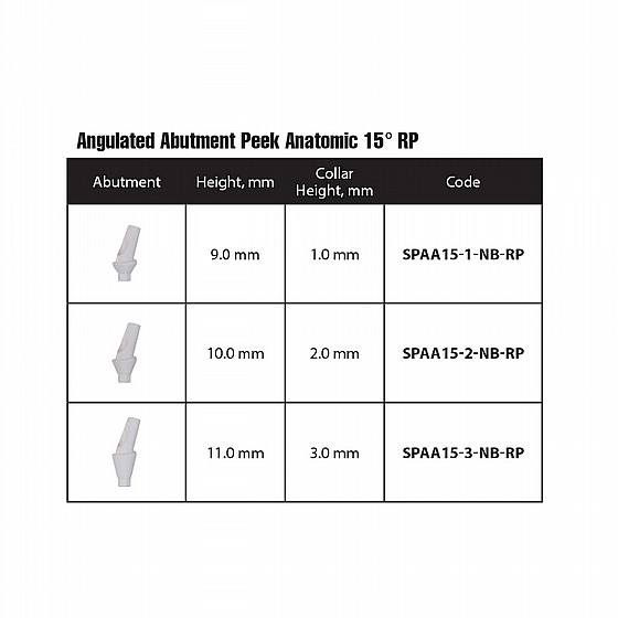 ���� ��� ���� ������ ������ 15� 1-3 �"� DSI ANGULATED 15� ANATOMIC PEEK ABUTMENT RP ?4.3-5.0mm