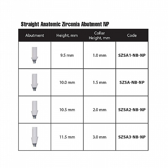 ���� �������� ���� ������ ��� 1-3 �"� DSI STRAIGHT ANATOMIC ZIRCONIA ABUTMENT NP ?3.5mm