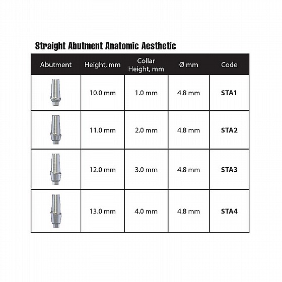 ���� ������ ��� 1-4 �"� ����� 2.42 �"� DSI ANATOMIC STRAIGHT ABUTMENT