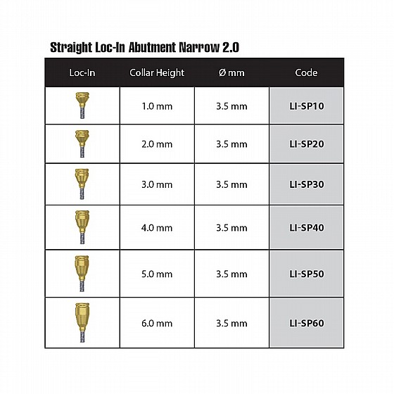 ���� ������ ��� �� 1-6 �"� ����� 2.0 �"� ���-��� DSI Straight Loc-In Abutment Narrow