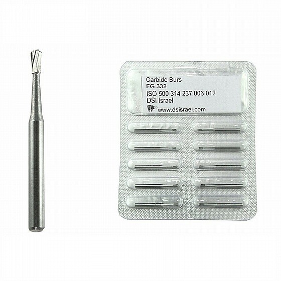 ����� ����� FG332 ���� ��� 6 �����, ?1.2 �"� DSI High Speed 6 Blades Pear Carbide Burs Bits 