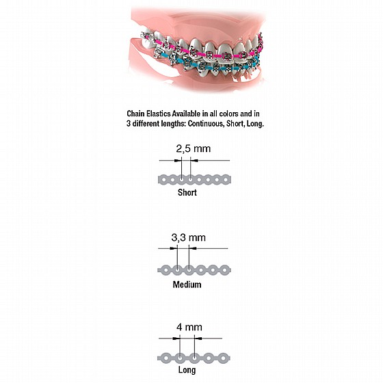 ����� ������ ���� ����� ���� 1.5� Morelli Elastic Power Chain Pearl Rose 	