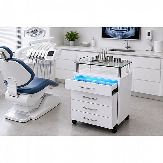 ���� ����� ������� �� 4 ������ ������ UV ������ �82�40�59 ��� Aesthetic Trolley with 4 Drawers and Glass Shelf