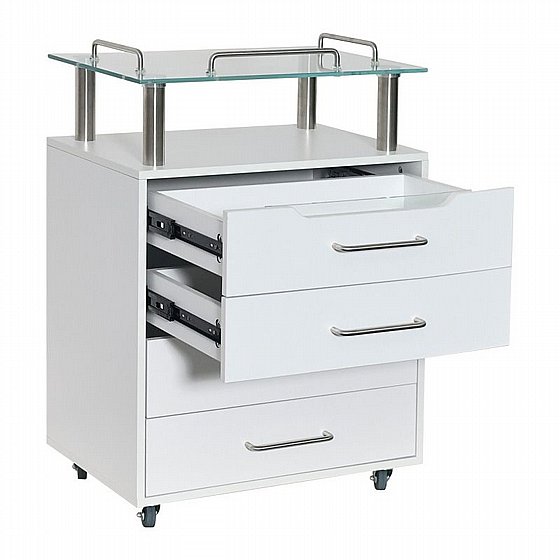 ���� ����� ������� �� 4 ������ ������ UV ������ �82�40�59 ��� Aesthetic Trolley with 4 Drawers and Glass Shelf