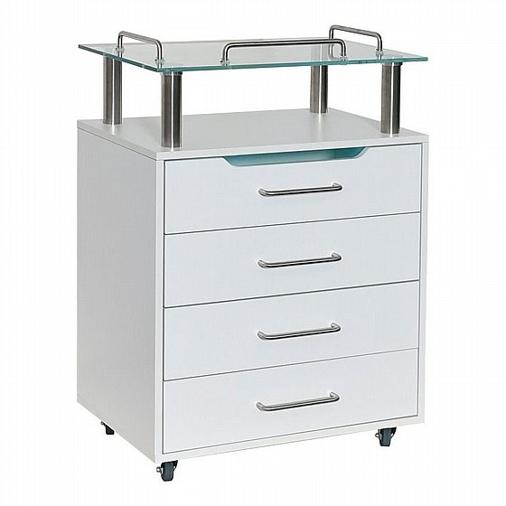 ���� ����� ������� �� 4 ������ ������ UV ������ �82�40�59 ��� Aesthetic Trolley with 4 Drawers and Glass Shelf