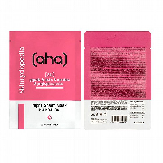 ����� �� ���� ���� ����� �� 5% ������ �������� 10 ������ Skincyclopedia Night Sheet Mask AHA + PHA