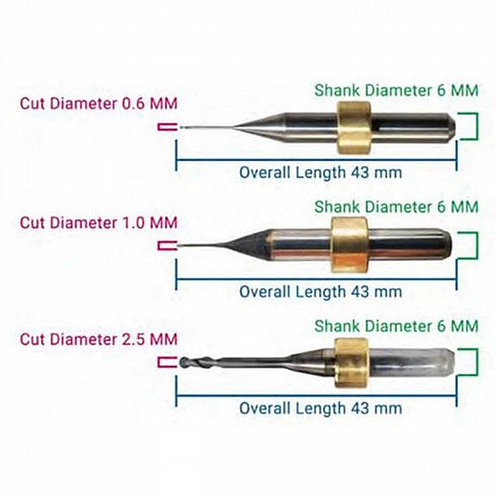 ���� ������ ���/��� ������-������ 2.5/1.0/0.6 �"� CAD/CAM Milling Bur for Zirconia CORiTEC 350i