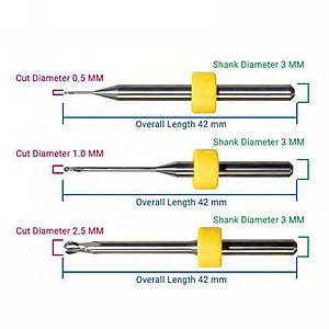���� ������ ���/��� ������� 2.5/1.0/0.5 �"� CAD/CAM Milling Bur for Zirconia Sirona