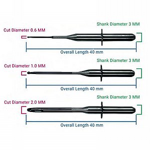 ���� ������ ���/��� ������ 2.0/1.0/0.6 �"� CAD/CAM Milling Bur for Zirconia Upcera A51/52