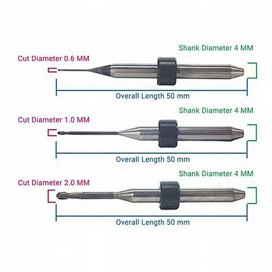 ���� ������ ���/��� �������3��� 2.0/1.0/0.6 �"� CAD/CAM Milling Bur for Zirconia UP3D