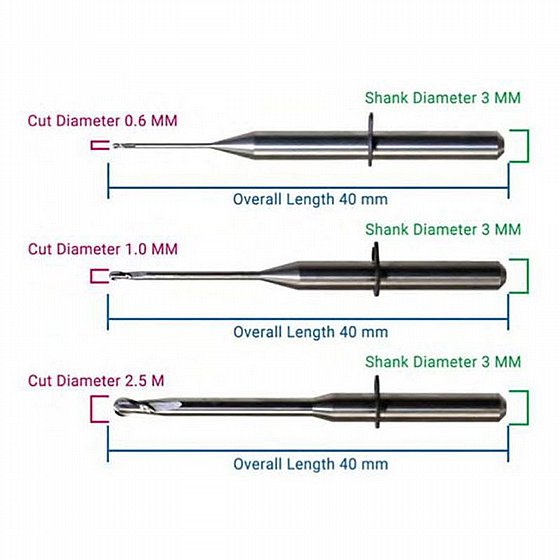 ���� ������ ���/��� ������������ 2.5/1.0/0.6 �"� CAD/CAM Milling Bur for Zirconia VHF 40mm