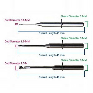 ���� ������ ���/��� ������������ 2.5/1.0/0.6 �"� CAD/CAM Milling Bur for Zirconia VHF 40mm