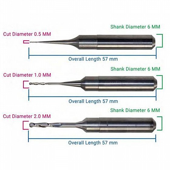 ���� ������ ���/��� ���������� 2.0/1.0/0.5 �"� CAD/CAM Milling Bur for Zirconia ZZ M1